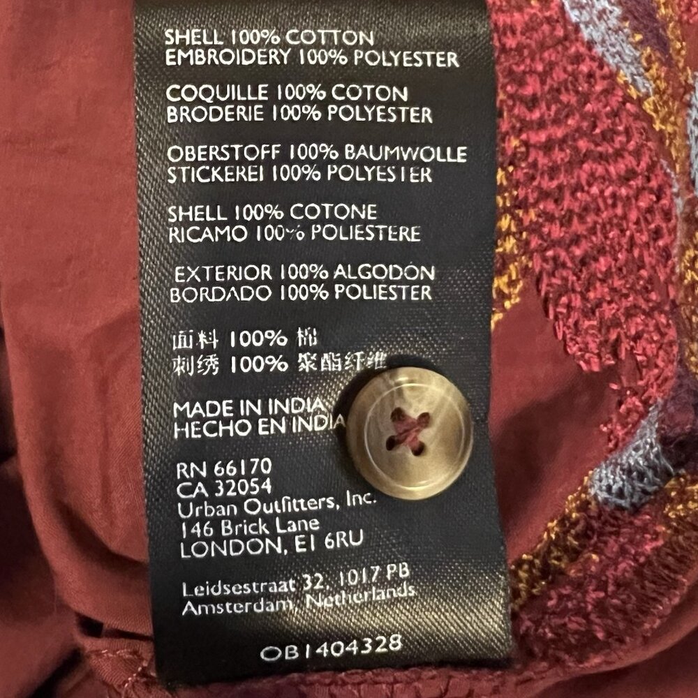 Anthropologie Maeve Embroidered Button Down Size 0 Cotton Floral Boho Purple - Picture 8 of 15